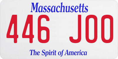 MA license plate 446JO0