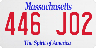 MA license plate 446JO2
