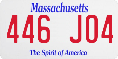 MA license plate 446JO4