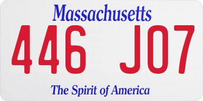 MA license plate 446JO7