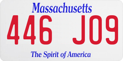 MA license plate 446JO9