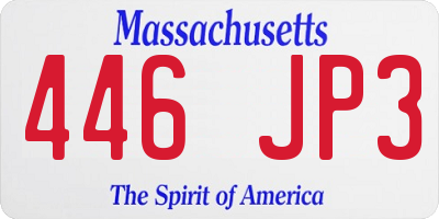 MA license plate 446JP3