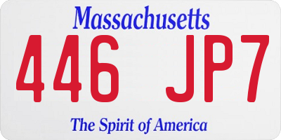 MA license plate 446JP7
