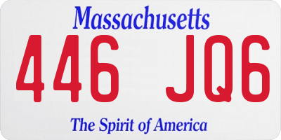 MA license plate 446JQ6