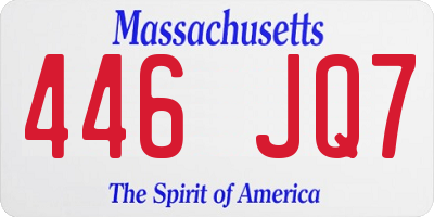 MA license plate 446JQ7