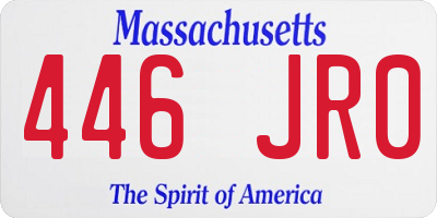MA license plate 446JR0