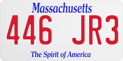 MA license plate 446JR3