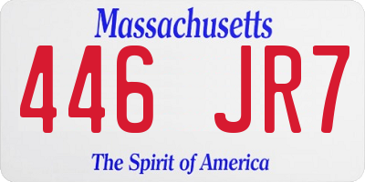 MA license plate 446JR7