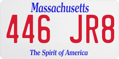 MA license plate 446JR8