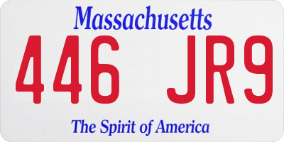 MA license plate 446JR9