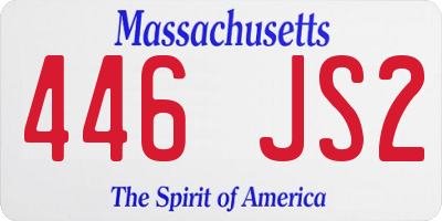 MA license plate 446JS2
