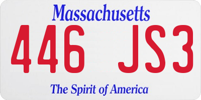 MA license plate 446JS3