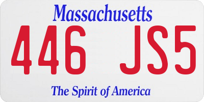 MA license plate 446JS5