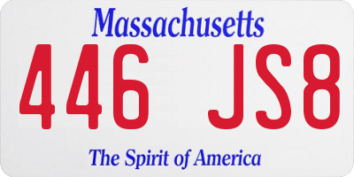 MA license plate 446JS8