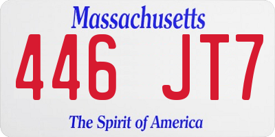 MA license plate 446JT7