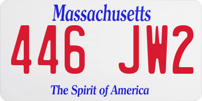 MA license plate 446JW2
