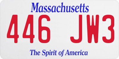 MA license plate 446JW3