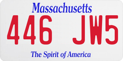 MA license plate 446JW5