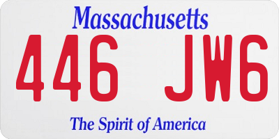 MA license plate 446JW6