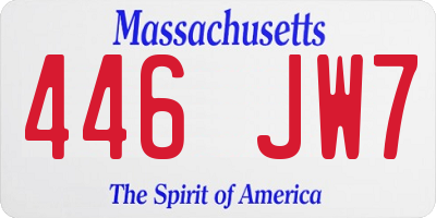 MA license plate 446JW7