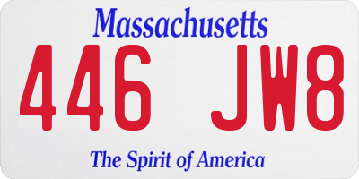 MA license plate 446JW8