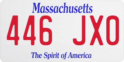 MA license plate 446JX0