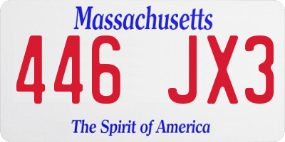 MA license plate 446JX3