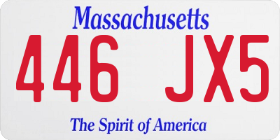 MA license plate 446JX5
