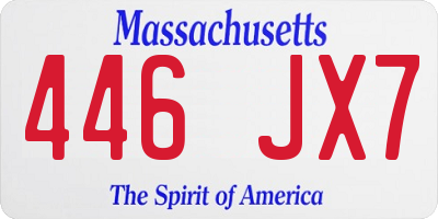 MA license plate 446JX7