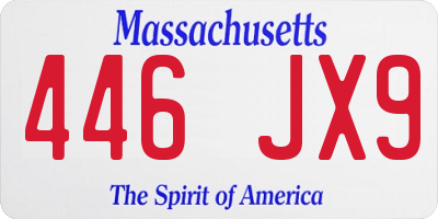 MA license plate 446JX9