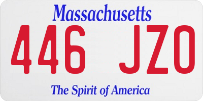 MA license plate 446JZ0