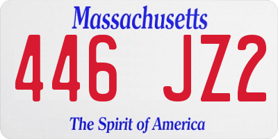 MA license plate 446JZ2