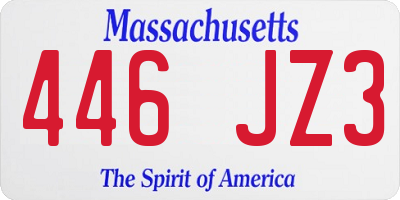 MA license plate 446JZ3