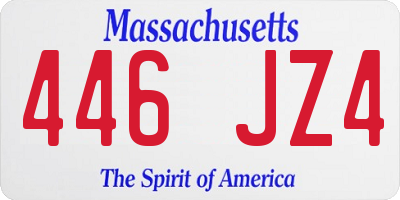 MA license plate 446JZ4