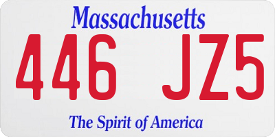 MA license plate 446JZ5