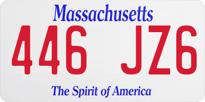MA license plate 446JZ6