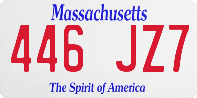 MA license plate 446JZ7