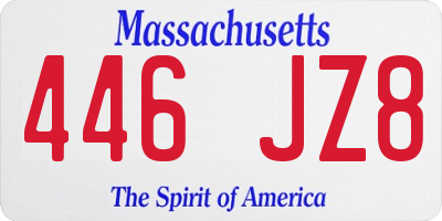 MA license plate 446JZ8