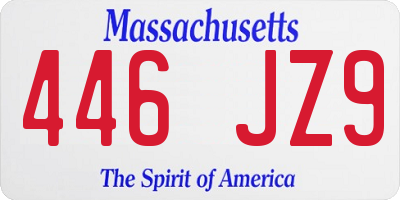 MA license plate 446JZ9