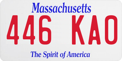 MA license plate 446KA0