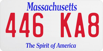 MA license plate 446KA8