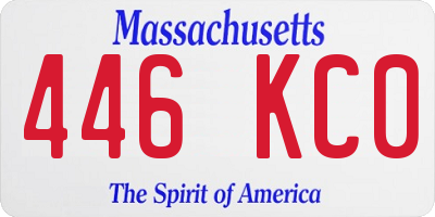 MA license plate 446KC0