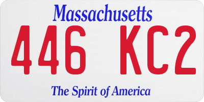 MA license plate 446KC2