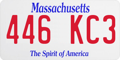 MA license plate 446KC3