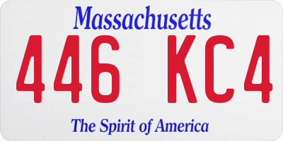 MA license plate 446KC4