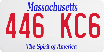 MA license plate 446KC6