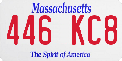 MA license plate 446KC8