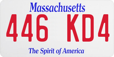 MA license plate 446KD4