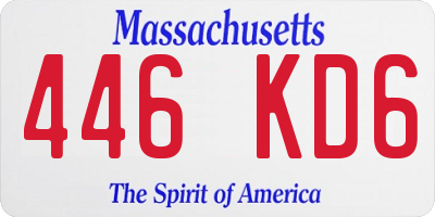 MA license plate 446KD6