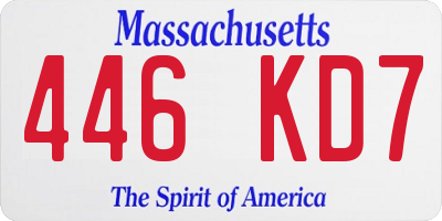 MA license plate 446KD7